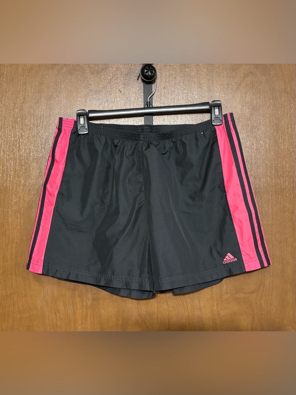 adidas Women’s Black Athletic Shorts with Pink Side Panels